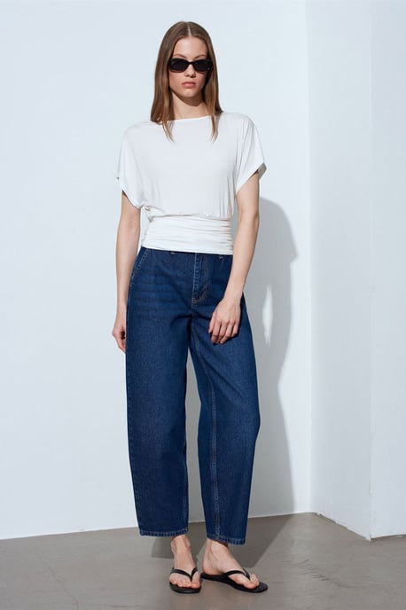 Women's Modal Blend Cut-out Crew Neck Blouse - Image 4