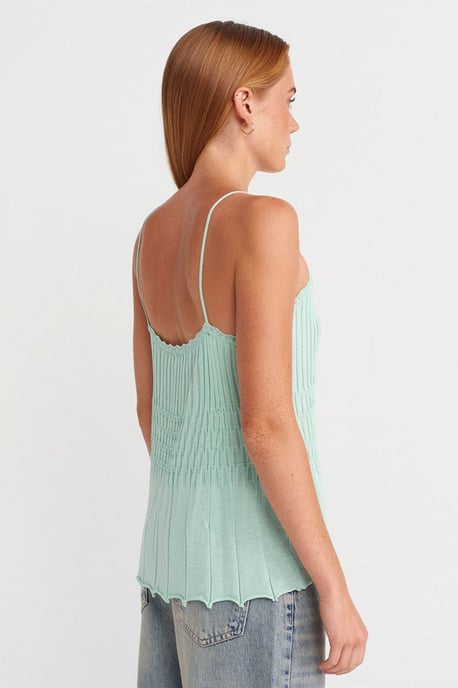 Geribbelde Mouwloze V-hals Blouse - Image 2