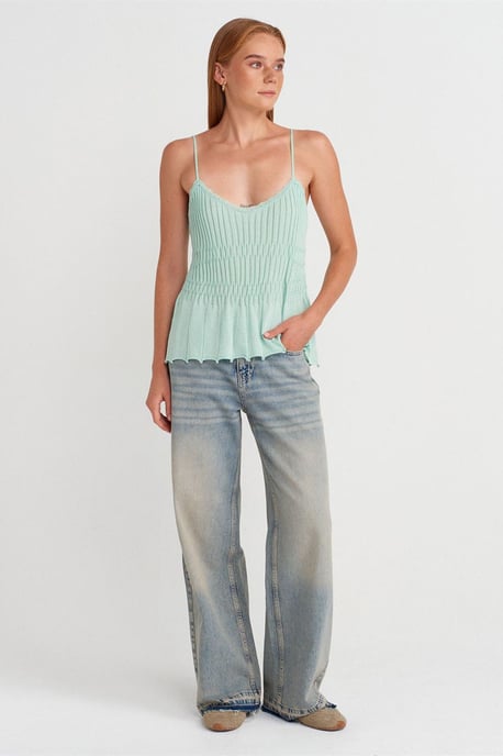 Geribbelde Mouwloze V-hals Blouse - Image 4
