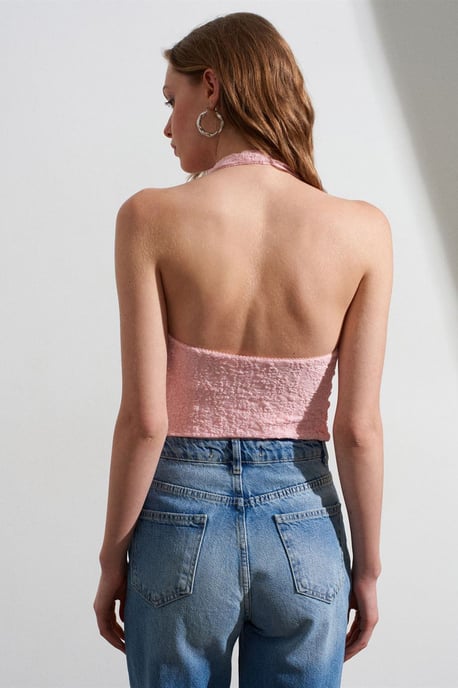 Dames Kant Halters Crop Blouse - Image 2