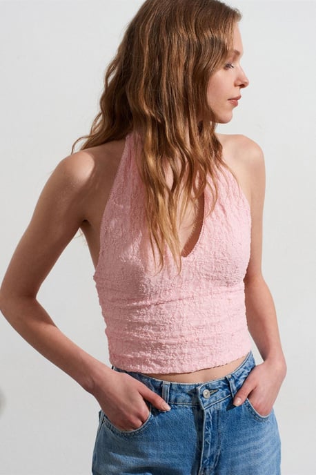 Dames Kant Halters Crop Blouse - Image 3