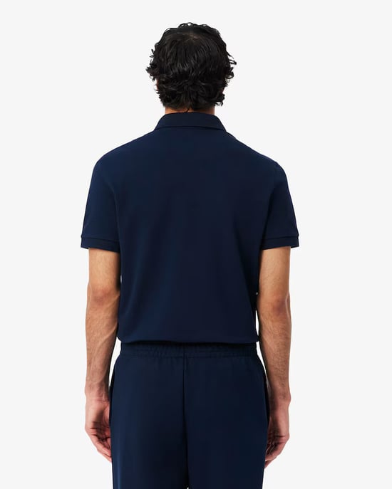 Lacoste Paris Stretch Cotton Pique Polo Shirt - Navy Blue - Image 5