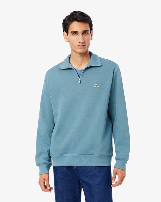 Lacoste Mens Zippered Stand-Up Collar Cotton Sweatshirt - Image 5