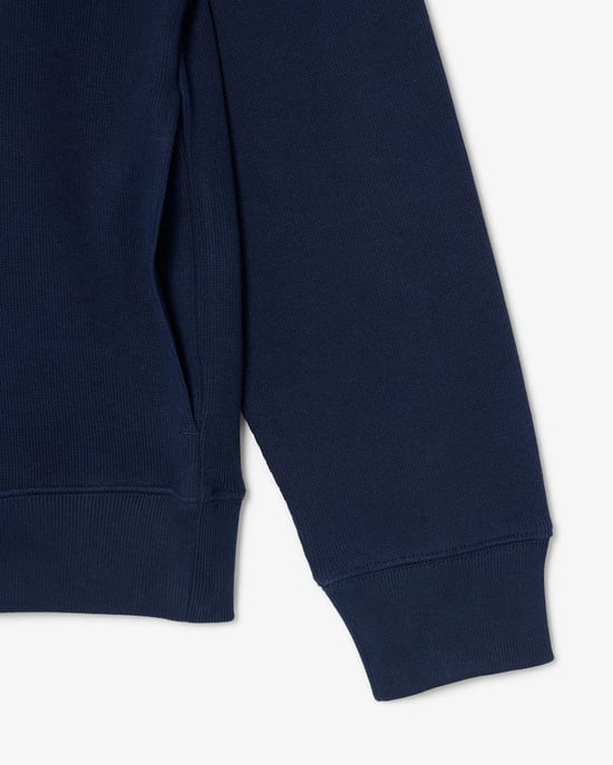 Men's Lacoste Zippered Stand-Up Collar Cotton Sweatshirt in Navy - Image 4