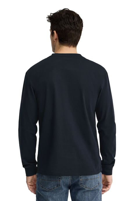 Marineblauw T-shirt met lange mouwen, regular fit en geborduurd Rigby Go-logo - Image 3