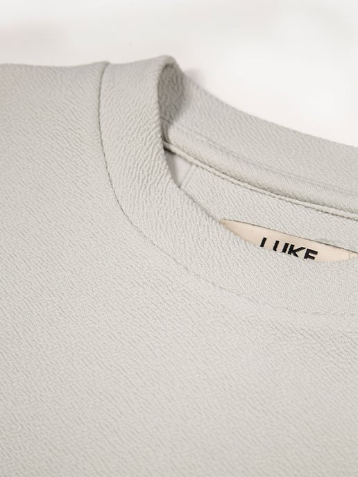Luke 1977 Mykynos Crinkle Textured T-Shirt in Ice Grey - Image 3