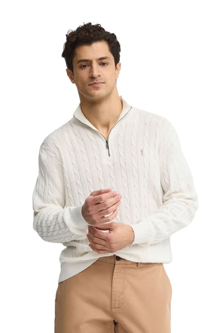 Men's Zip Neck Cable Knit Sweater PULLOVER15 - Image 1