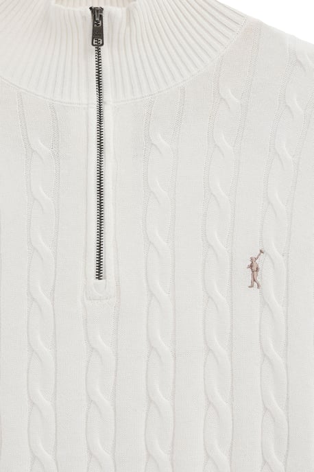 Men's Zip Neck Cable Knit Sweater PULLOVER15 - Image 5