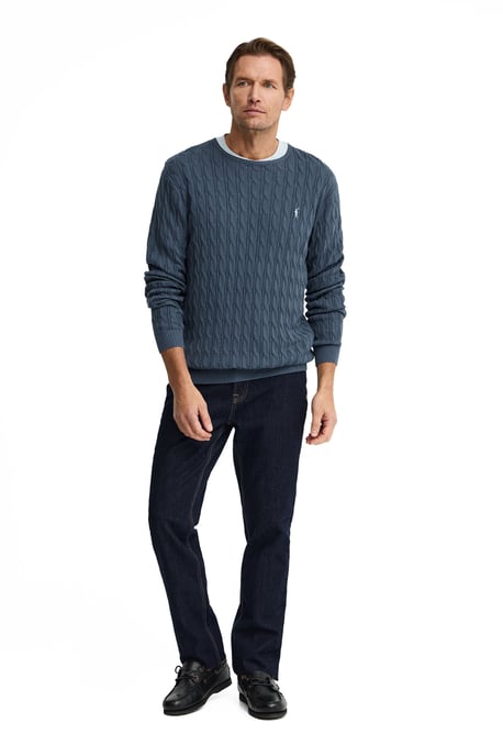 Men's Crew Neck Cable Knit Sweater PULLOVER14 - Image 4