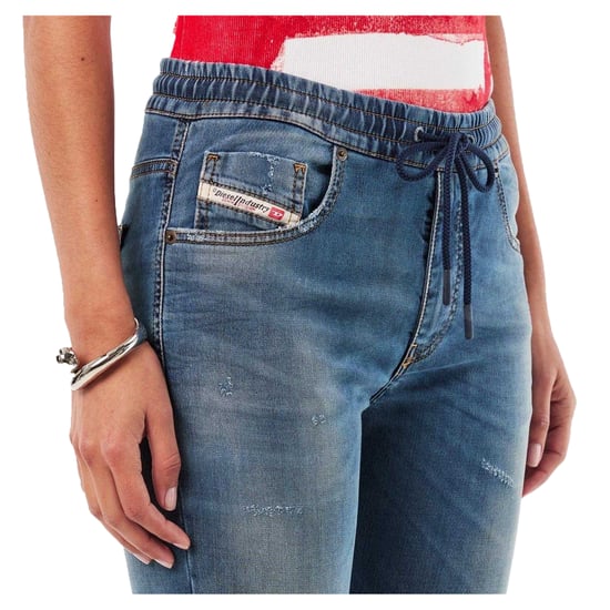Diesel Damesjeans met Krly-logo, elastische tailleband en wijde pijpen (Blauwe Denim) - Image 4