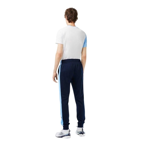 Lacoste Mens Sport Colour Block Slim Running Tracksuit Bottoms (Navy Blue) - Image 2