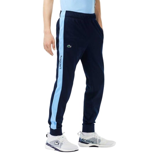 Lacoste Mens Sport Colour Block Slim Running Tracksuit Bottoms (Navy Blue) - Image 3