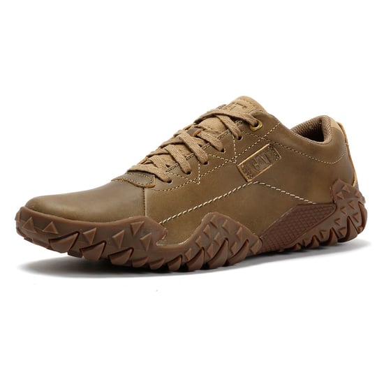 Caterpillar Gridlock Lo Full Grain Leather Herrskor i Cream Färgad Snörning - Image 3