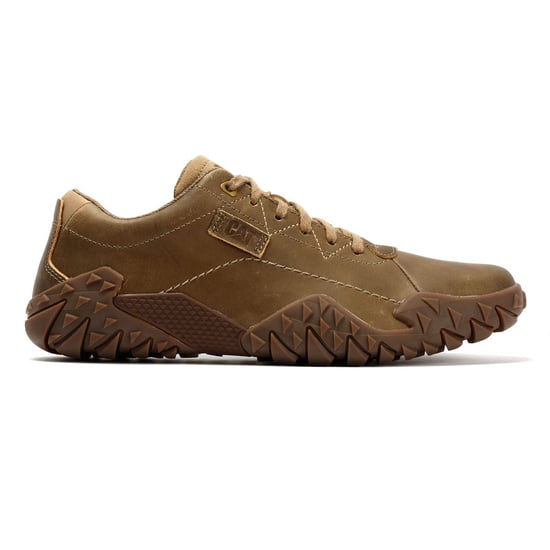 Caterpillar Gridlock Lo Full Grain Leather Herrskor i Cream Färgad Snörning - Image 5