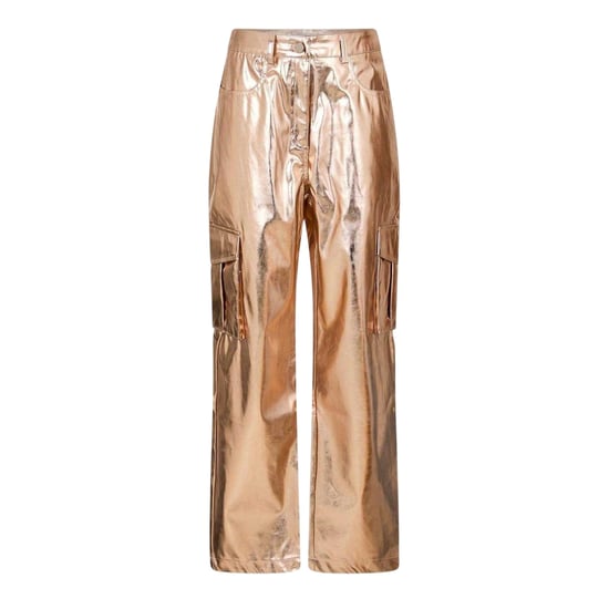 AmyLynn Womens/Ladies Metallic Straight Leg Cargo Trousers (Rose Gold) - Image 1
