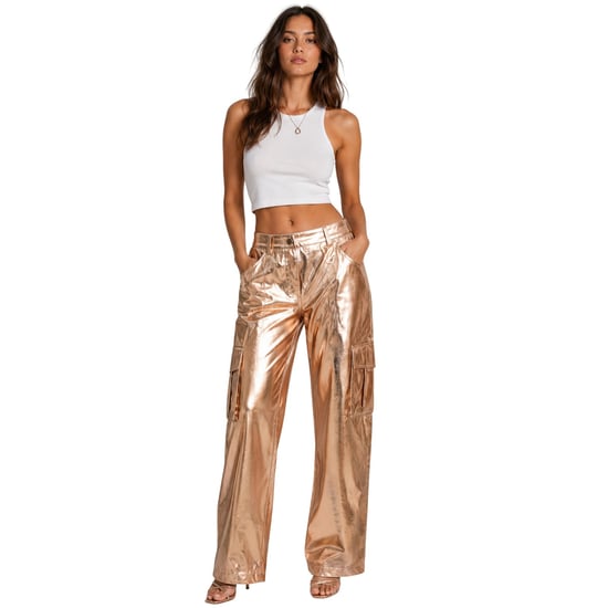 AmyLynn Womens/Ladies Metallic Straight Leg Cargo Trousers (Rose Gold) - Image 3