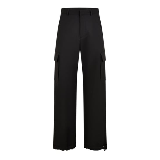 Off White Unisex cargobroek met wijde pijpen voor volwassenen (Zwart) - Image 1