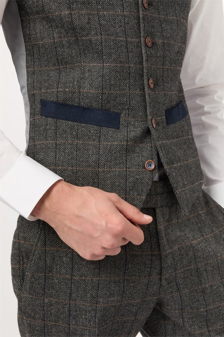 Single Breasted Sleeveless Five Button V-neck Plain Slim Fit Suit Waistcoat in Olive - Image 2