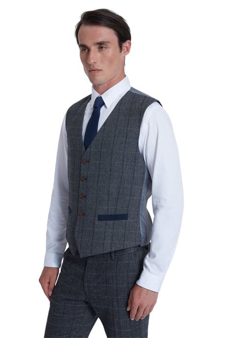 Single Breasted Sleeveless Five Button V-neck Plain Slim Fit Suit Waistcoat in Olive - Image 5