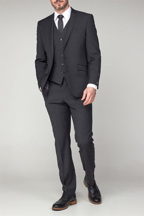 Sleeveless V-neck Plain Tailored Suit Waistcoat in Charcoal - Image 2
