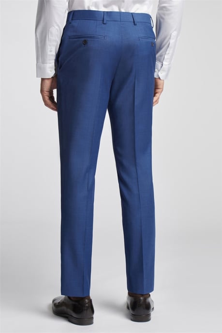Flat Fronted Slim Fit Suit Trousers in Blue - Image 2