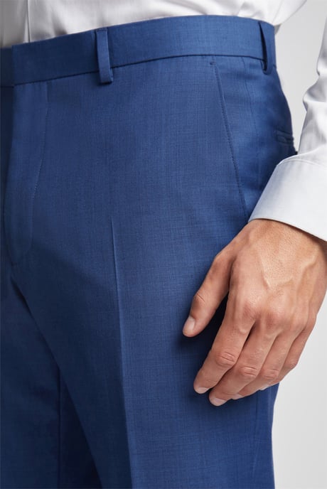 Flat Fronted Slim Fit Suit Trousers in Blue - Image 3