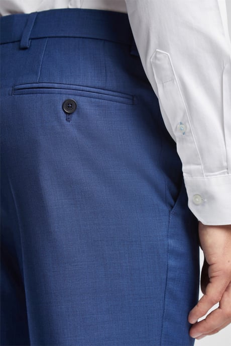 Flat Fronted Slim Fit Suit Trousers in Blue - Image 4