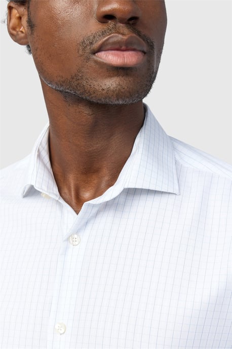 Long Sleeve Checked Tailored Formal Shirt in White - Image 2