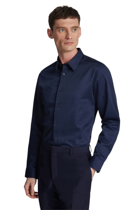 Long Sleeve Slim Fit Formal Shirt in Navy - Image 3