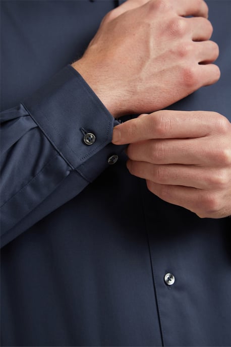 Long Sleeve Slim Fit Formal Shirt in Navy - Image 5