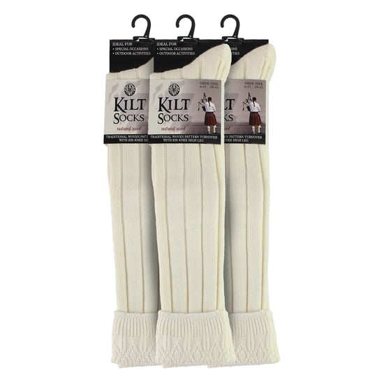 3-Pack Herrar Ull Kilt Strumpor | Knälånga Stickade Värmestrumpor med Vikkant - Image 2
