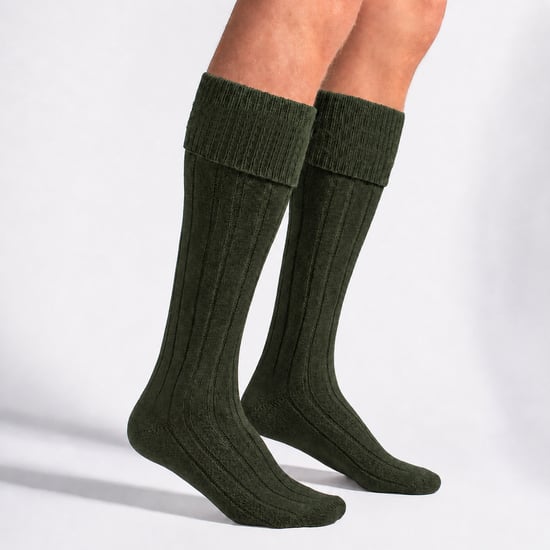3-pack heren wollen kilt sokken | Knielang omgeslagen manchet warme lange sokken - Image 5