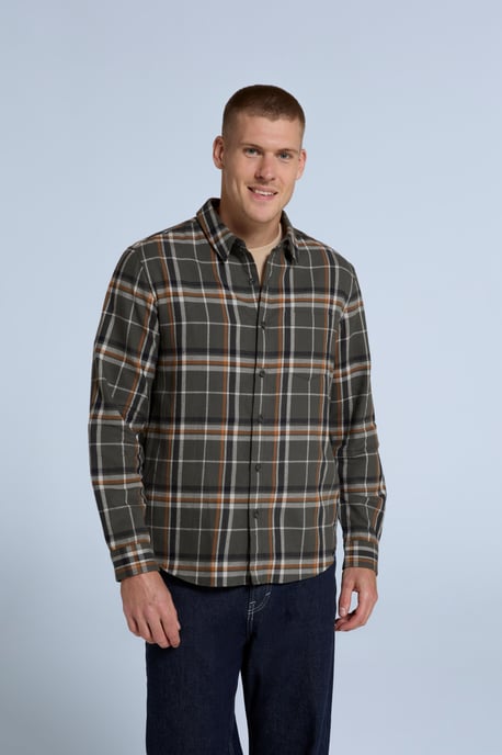 'Cove' Men's Check Flannel Shirt Cotton Buttoned Breathable Top Charcoal - Image 2