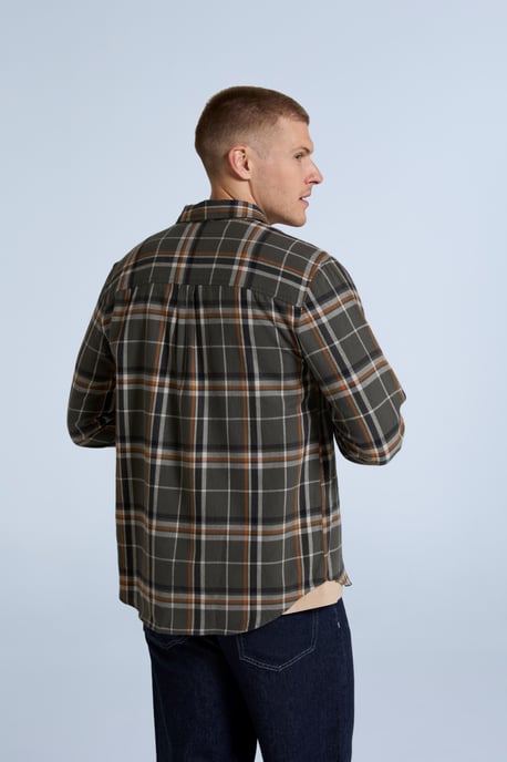 'Cove' Men's Check Flannel Shirt Cotton Buttoned Breathable Top Charcoal - Image 4