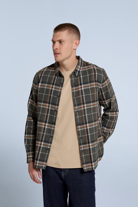 'Cove' Men's Check Flannel Shirt Cotton Buttoned Breathable Top Charcoal - Image 5