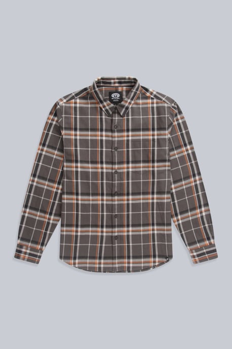 'Cove' Men's Check Flannel Shirt Cotton Buttoned Breathable Top Charcoal - Image 6