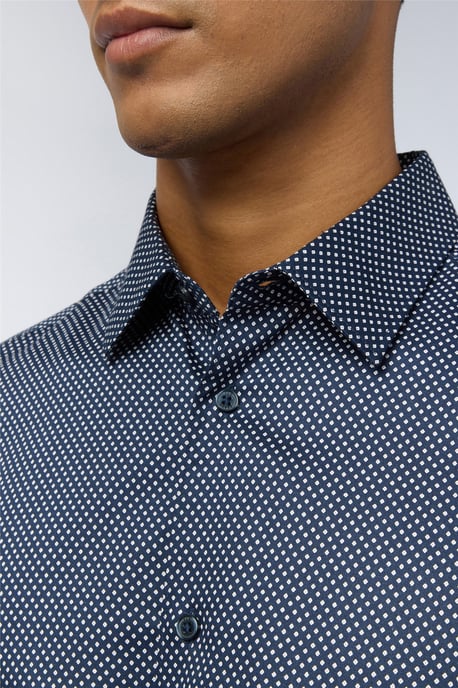 Long Sleeve Slim Fit Formal Shirt in Dark Blue - Image 3