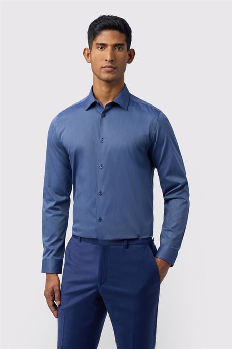 Long Sleeve Slim Fit Formal Shirt in Blue - Image 1