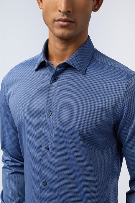 Long Sleeve Slim Fit Formal Shirt in Blue - Image 2