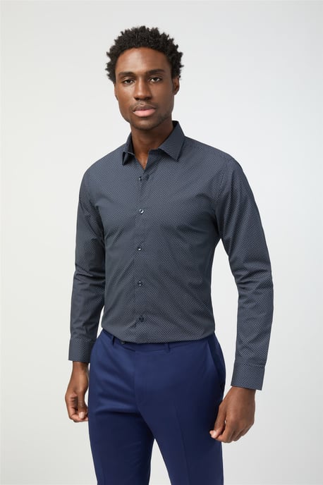 Long Sleeve Slim Fit Formal Shirt in Charcoal - Image 1
