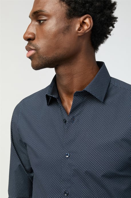 Long Sleeve Slim Fit Formal Shirt in Charcoal - Image 3