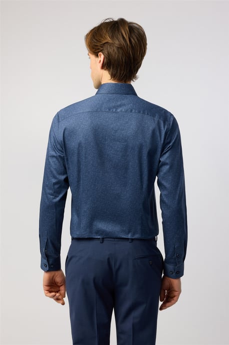 Long Sleeve Floral Slim Fit Formal Shirt in Dark Blue - Image 3