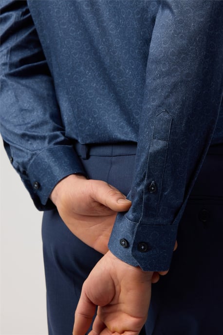 Long Sleeve Floral Slim Fit Formal Shirt in Dark Blue - Image 4