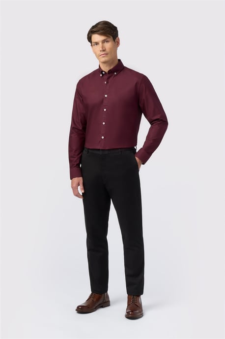 Long Sleeve Regular Casual Shirt in Burgundy - Image 1