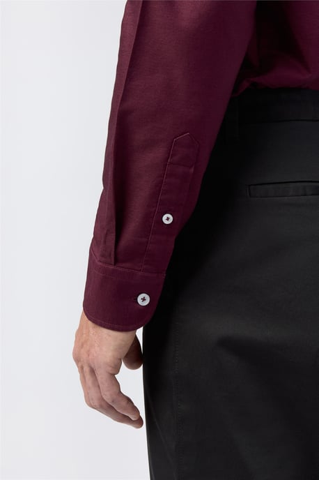 Long Sleeve Regular Casual Shirt in Burgundy - Image 3