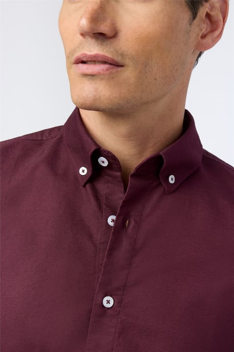 Long Sleeve Regular Casual Shirt in Burgundy - Image 4