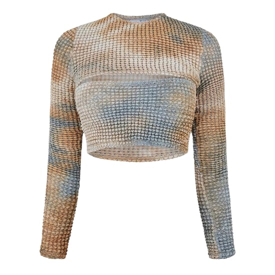 Off White Dames/Dames Tie Dye Cut Out Crop Top (Beige) - Image 1