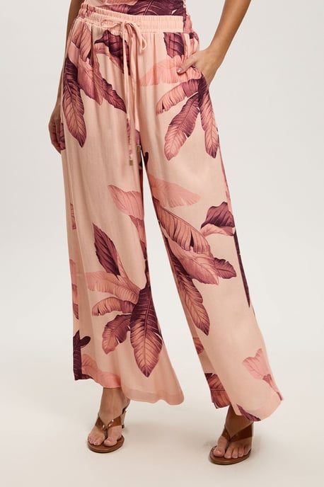 Petite Viscose Linen Palm Print Trouser - Image 2