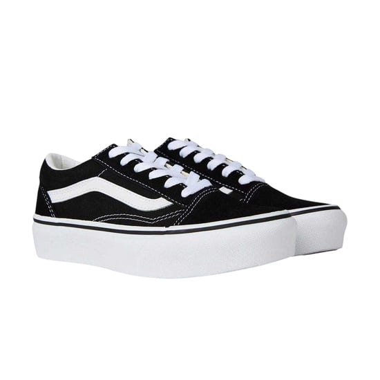 Vans Barn Old Skool Sidrems Plattformsskor (Svart/Vit) - Image 4