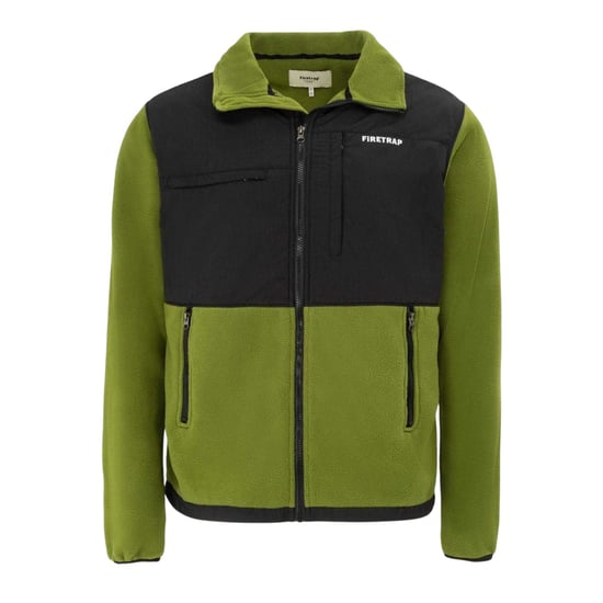 Firetrap Heren Kleurblok Fleece Jas (Calla Groen) - Image 1